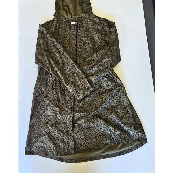 J.Jill Leopard Rain Coat, Animal Print, Hooded, Cinch Waist, Womens Sz L - Picture 6 of 8